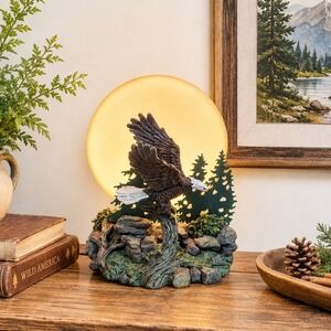 Vintage Bald Eagle Night Light Lamp Moon Glow Wildlife Cabin Decor Works